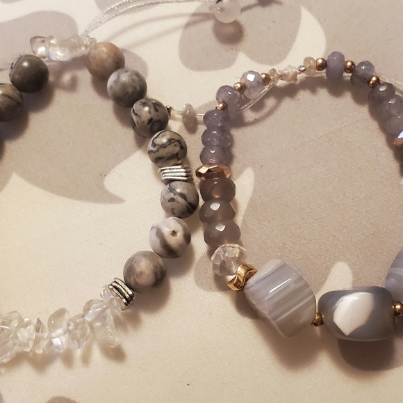 Genuine gemstone stacking bracelets crystal agate - Picture 2 of 4
